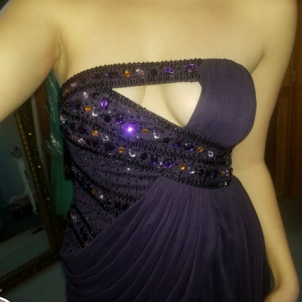 Purple Beaded cut our unique prom gown